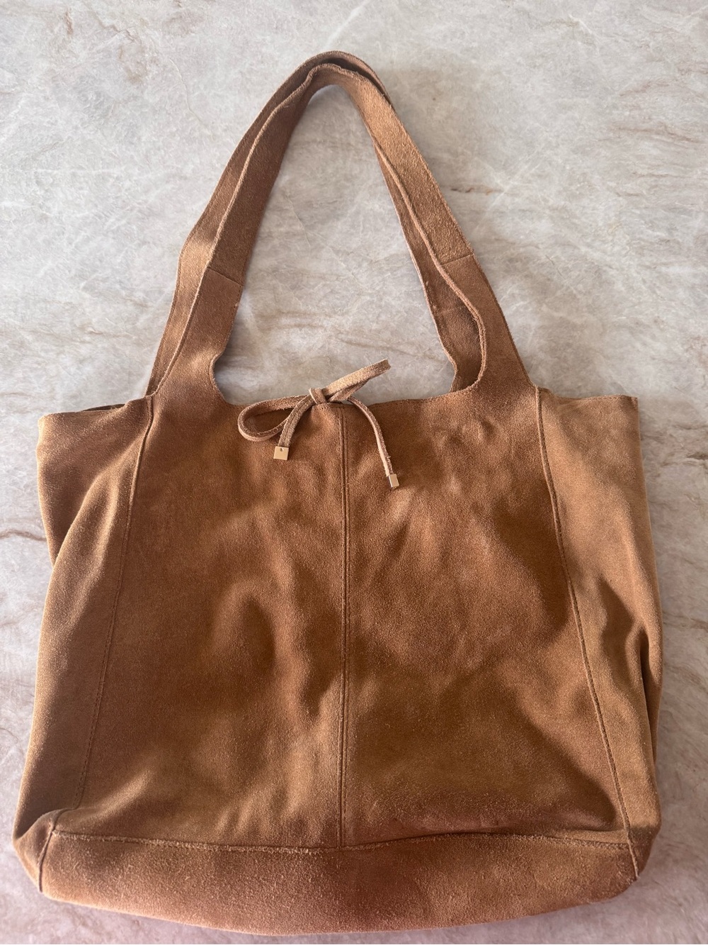 MNG Mango Brown Suede Leather Tote Shoulder Bag